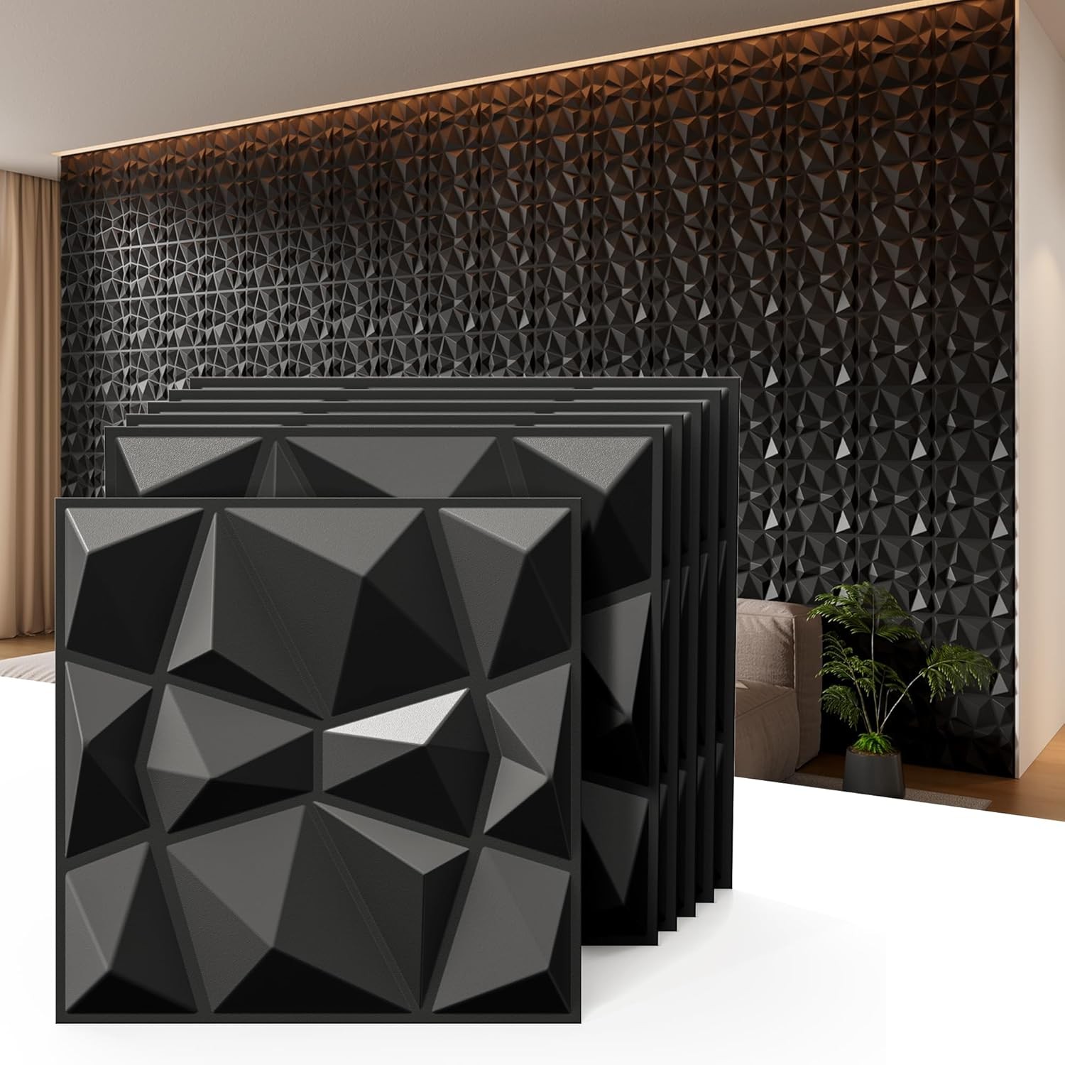 3D Wall Panels 33 Pack 12 x 12 Inch Decorative Wall Panels PVC Accent Wall