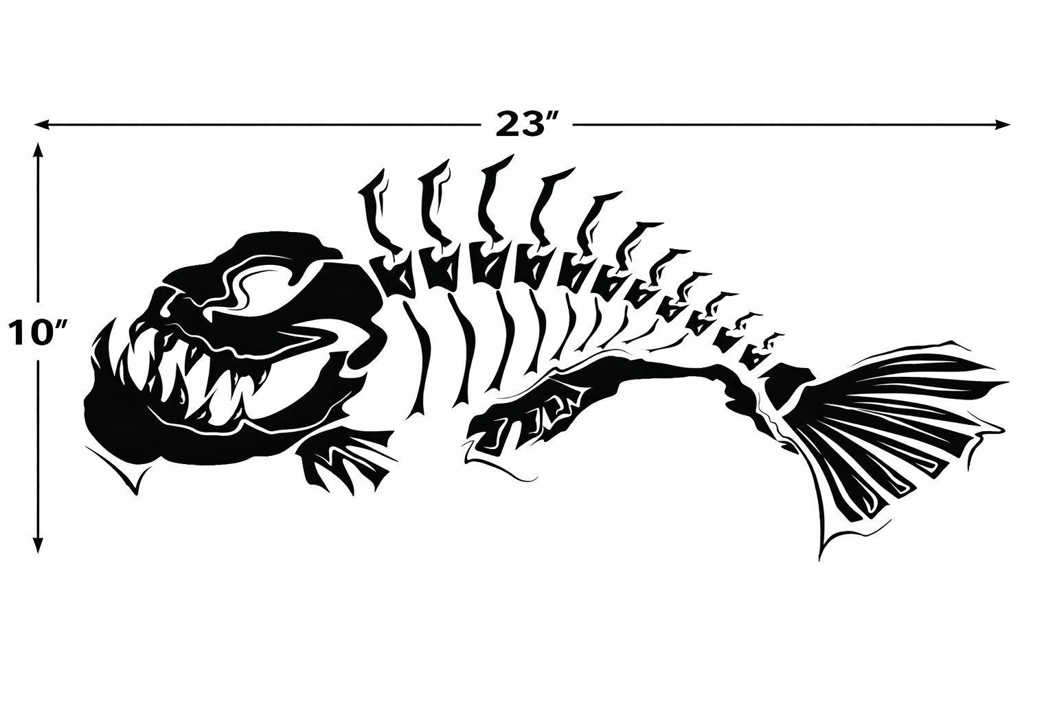 2PC Large Skeleton Fish Boat Decal Shark Saltwater Fishing Sticker
