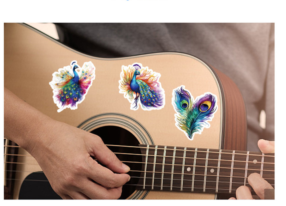 50Pcs Stickers Peacock Peafowl Laptop Luggage Phone Skateboard Car Fridge Vinyl