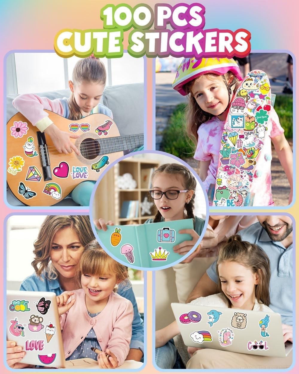 Art Deco 100 PCS Cute Animal Stickers for Kids – Perfect for Bottles & Laptops