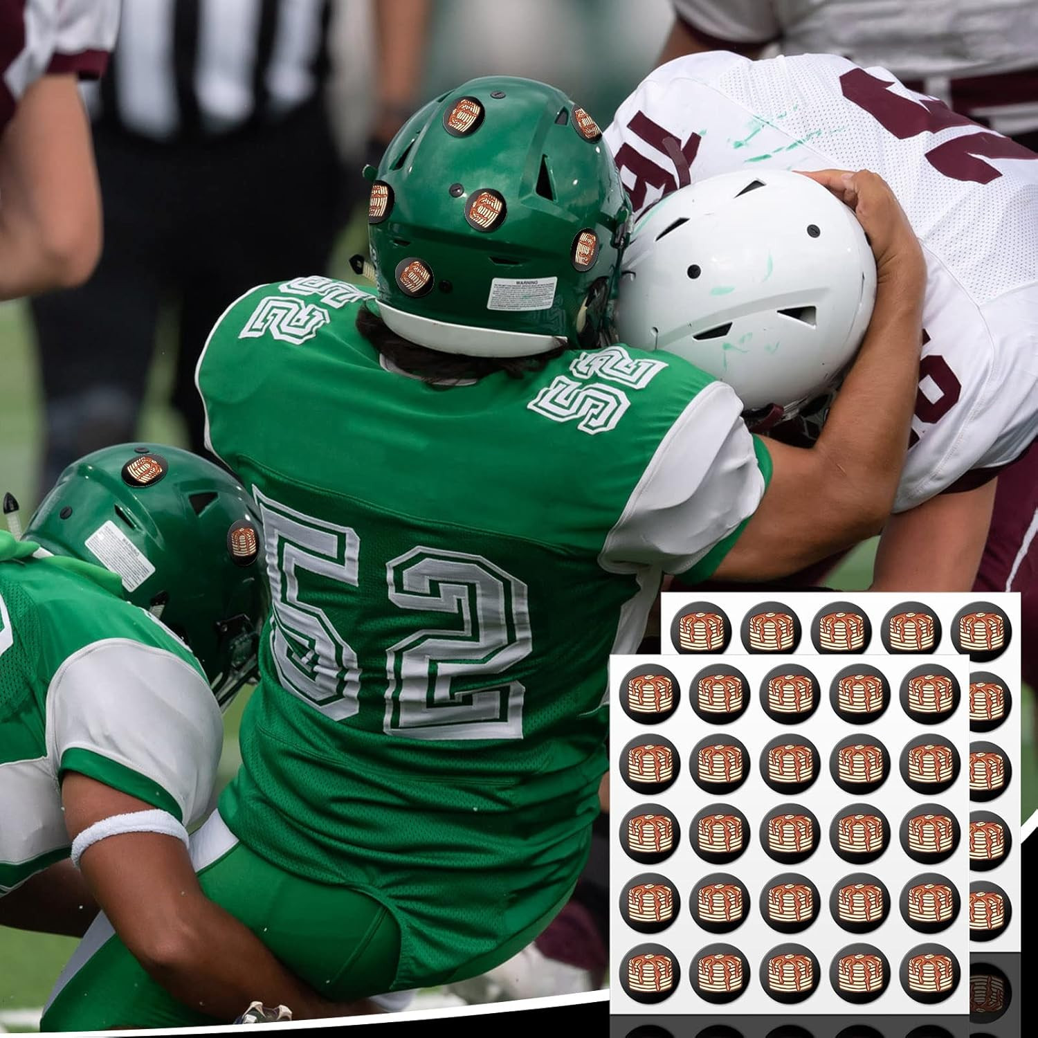 200 Pcs Football Helmet Stickers Pancake Block Football Award Decals for Helmets