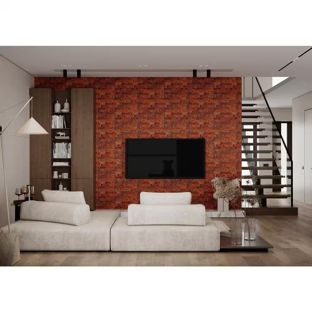 3 Ft. X 1.5 Ft. X 3/16 In. Red Brick Faux3D PVC Wall Panels for Interior Decor (