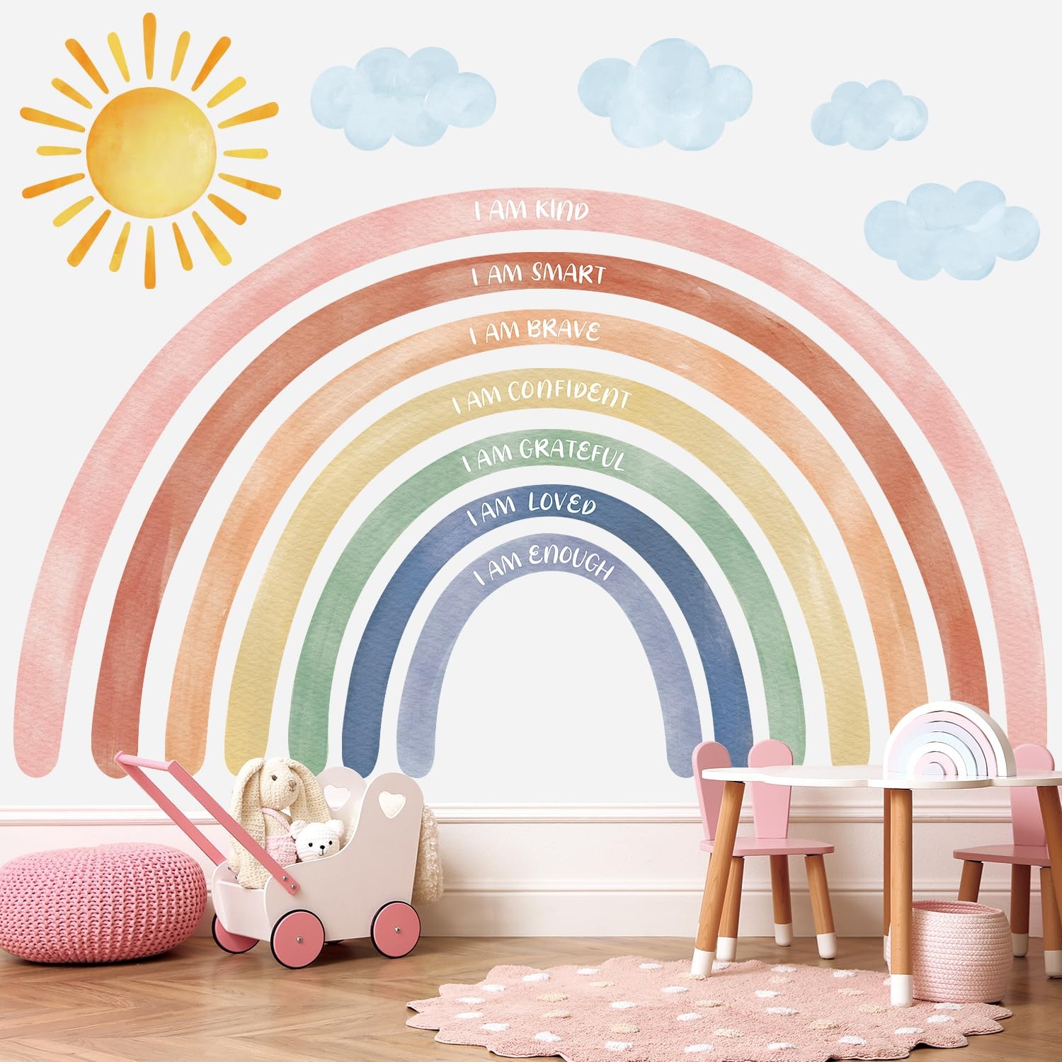 DECOWALL FH4-2432 XLarge Watercolor Rainbows and Quotes Wall Stickers Decals …