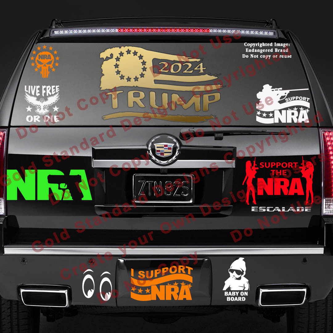 – Trump 2024 Tattered Flag 13 stars Left President Make America Great Sticker