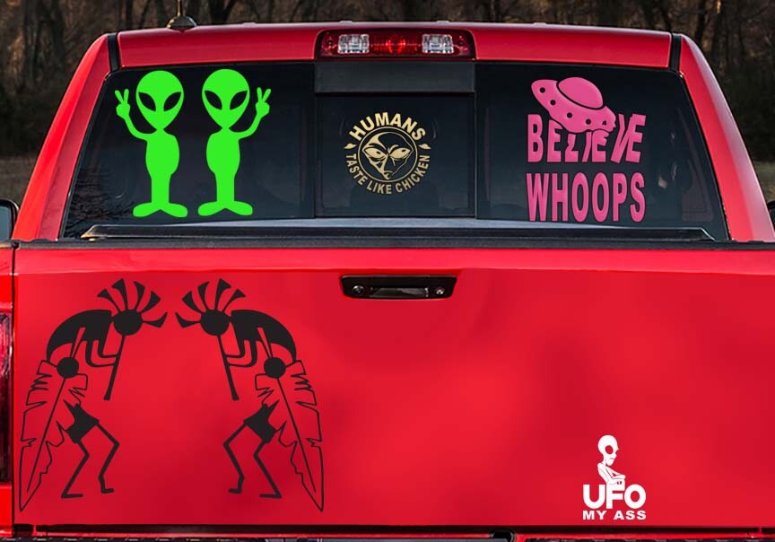 Kokopelli 2 Kokopellis with Feather Navajo Pueblo Hopi Zuni Sticker Decal