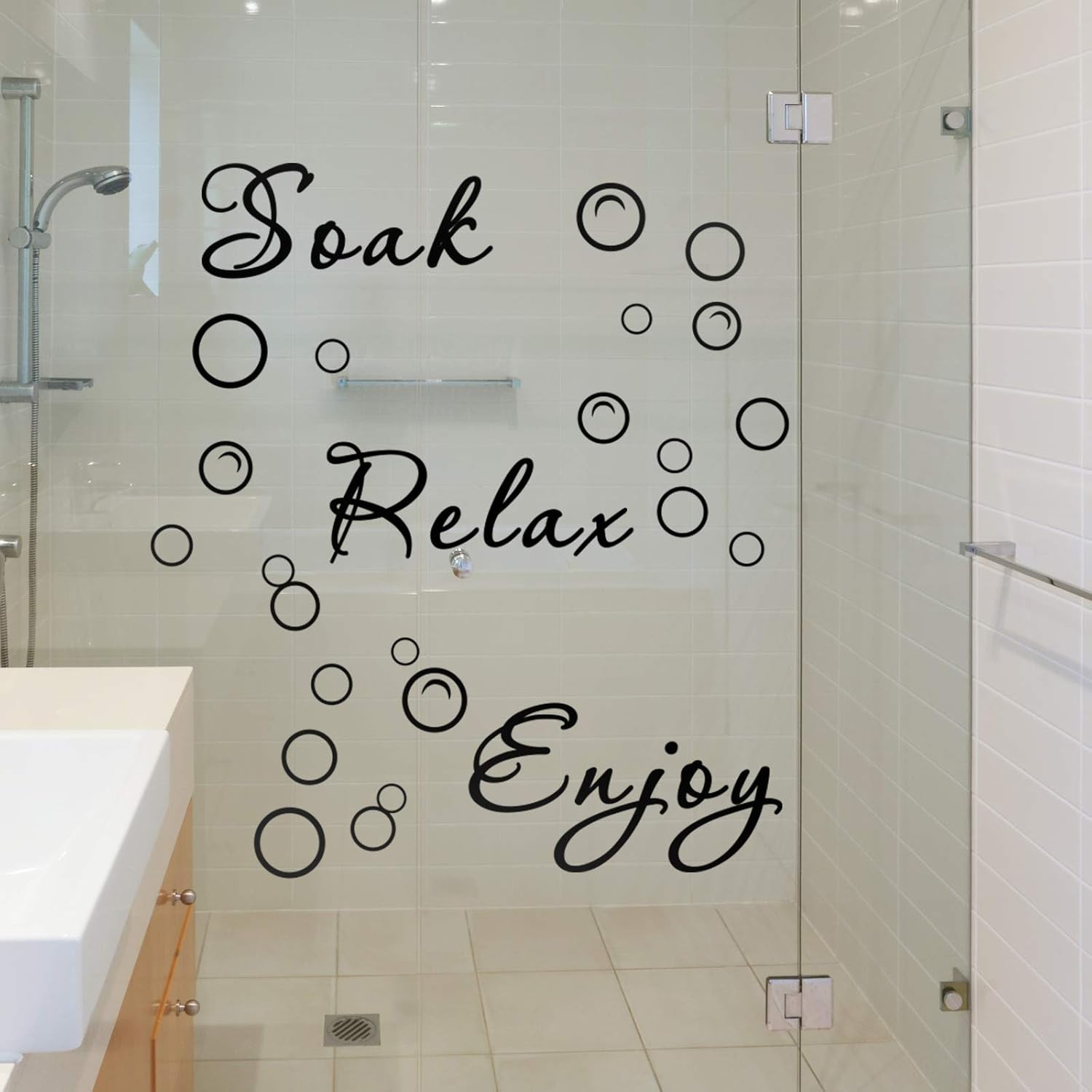 2 Bathroom Decals Sticker Soak Relax Enjoy Toilet Rules Decor Vinyl Quote Decor