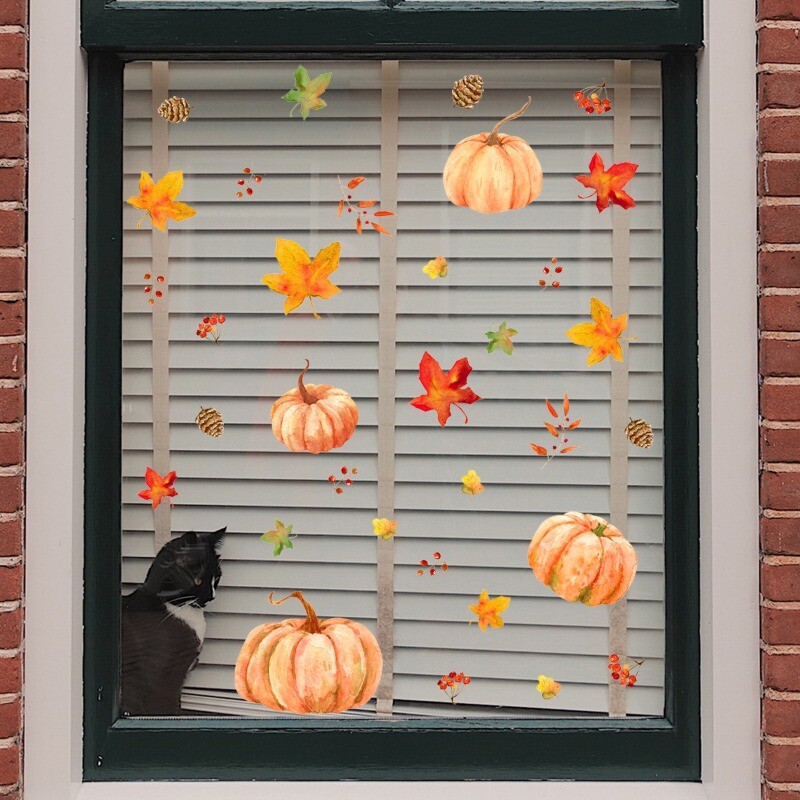 Static Window Stickers Decal Glass Home Furniture PVC Pumpkin Autumn New