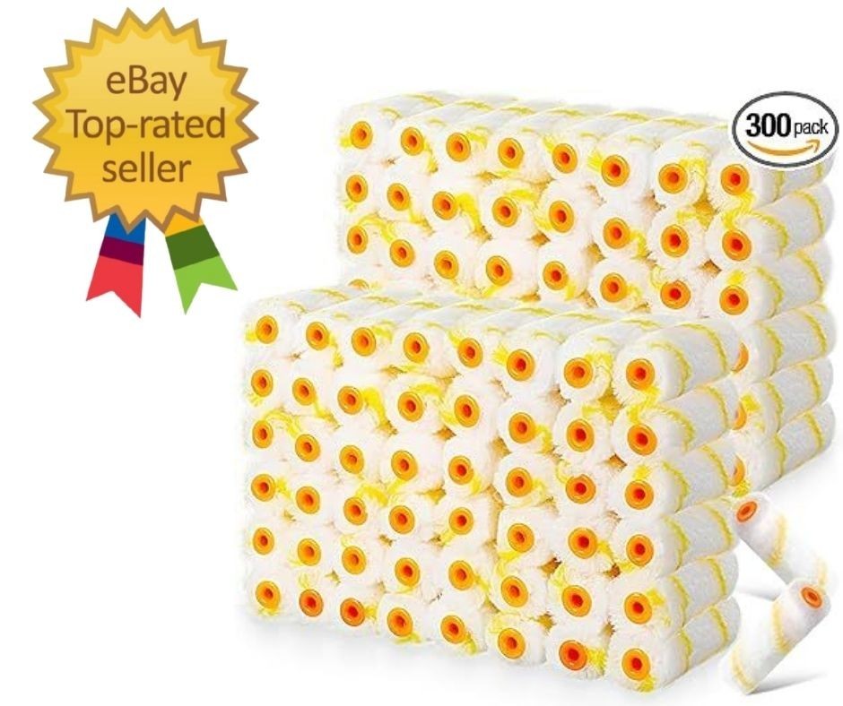 300 Pcs 4 Inch Mini Paint Roller Cover 1/2" Nap Small Microfiber Roller Covers H