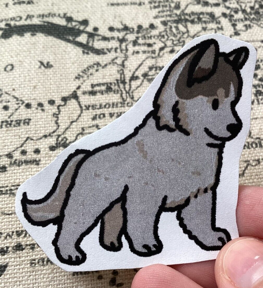 Cute Homemade Wolf Sticker -Matte Finish – Adorable Wolf Pup Free Shipping