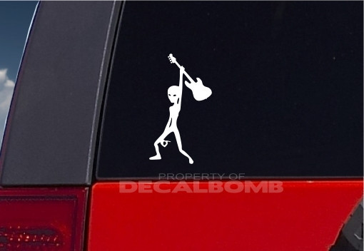 ALIEN GUITAR Decal / Sticker Rock Star Band Music ~ 10 colors to choose from ~