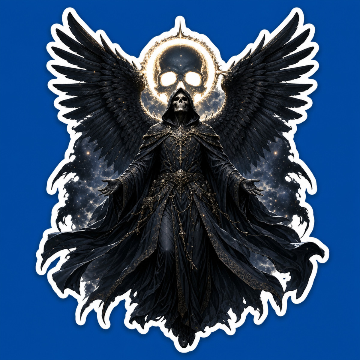 3 inch Dark Angel Grim Reaper Sticker Gothic Skull Winged Fantasy Vinyl Decal