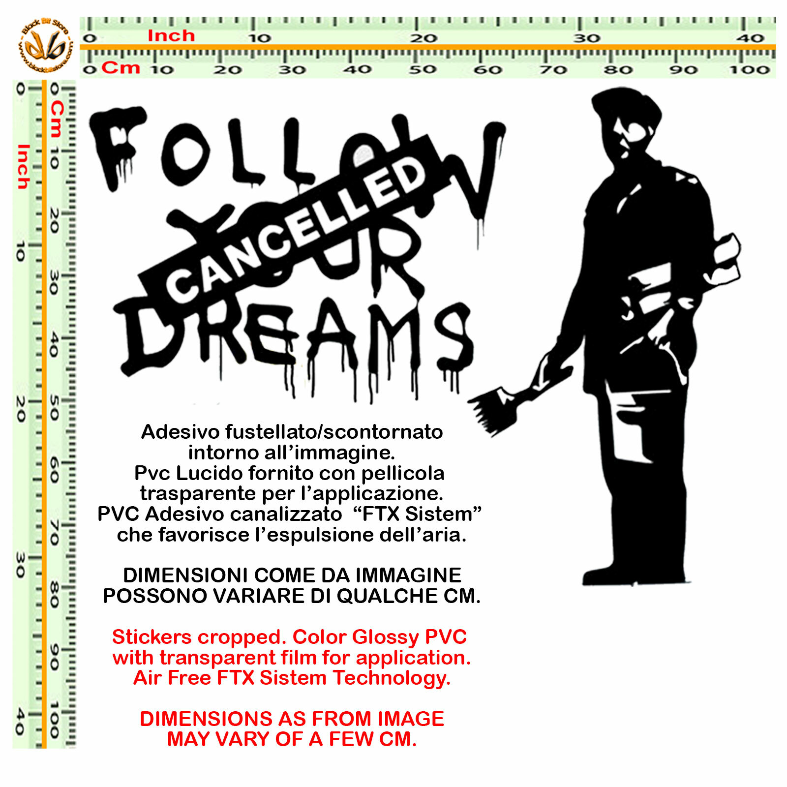 Follow Dreams Bansky Style Follow Drasms Stickers PVC Black Wall Sticker