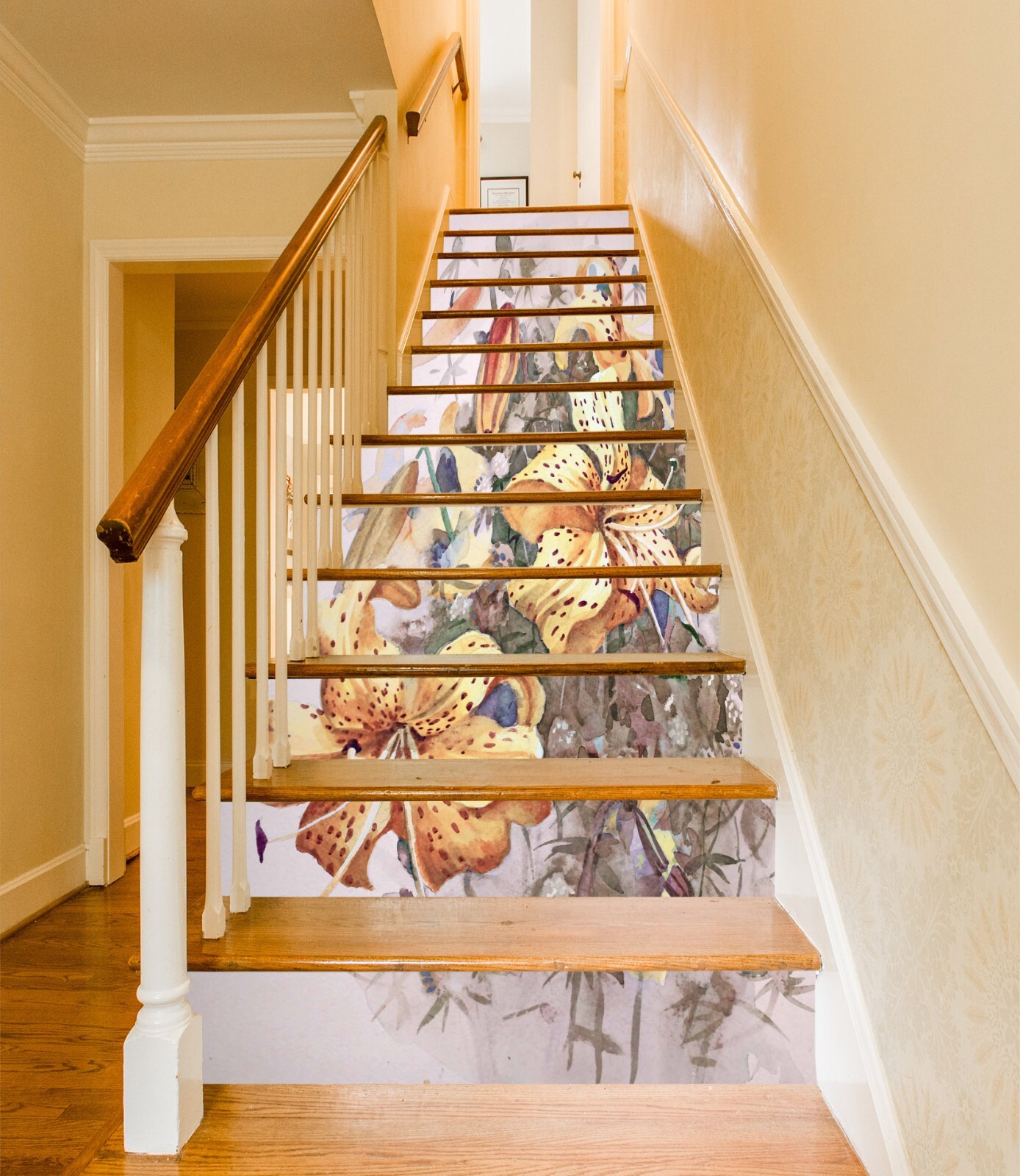 3D Watercolor Lily AZ461 Stair Risers Decoration Mural Vinyl Wallpaper Kay