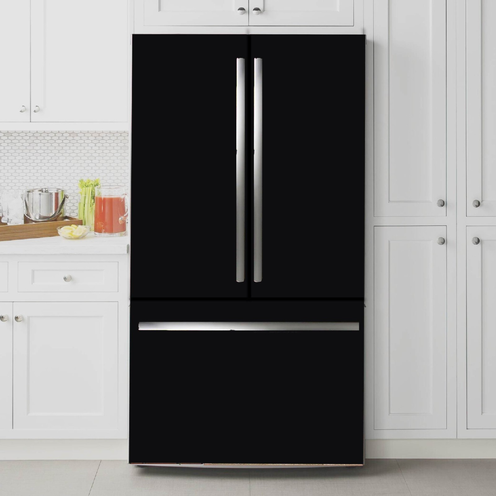 Black Solid Color Fridge Cover Waterproof Adhesive Vinyl