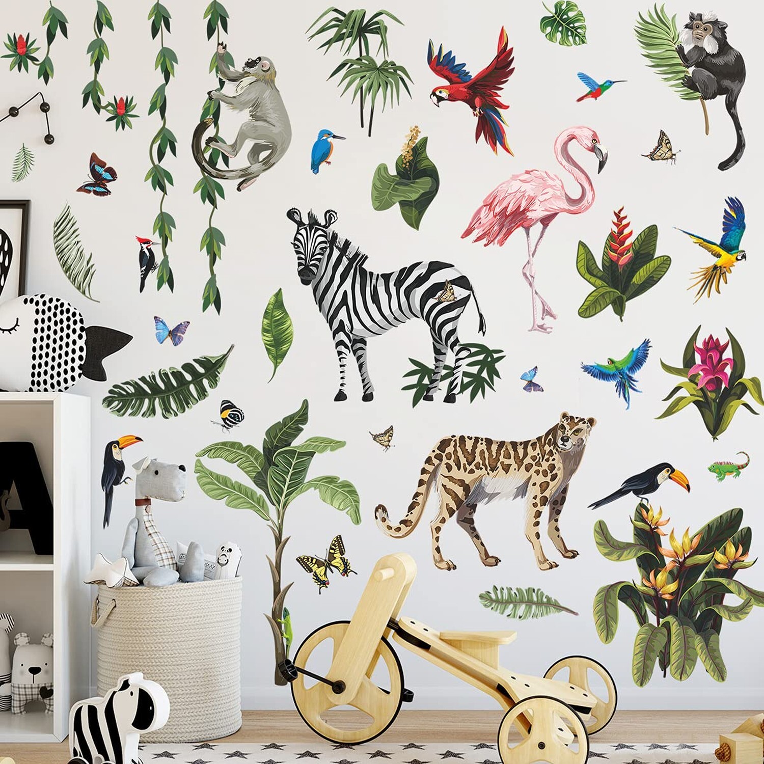 RW-4963 Creative Jungle Animals Wall Decals Wild Safari Animals Wall Stickers…