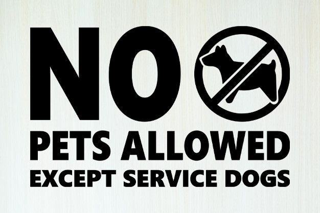 No Pets Allowed Except Service Animals Vinyl Sticker V3 – Dogs – Die Cut Sticker