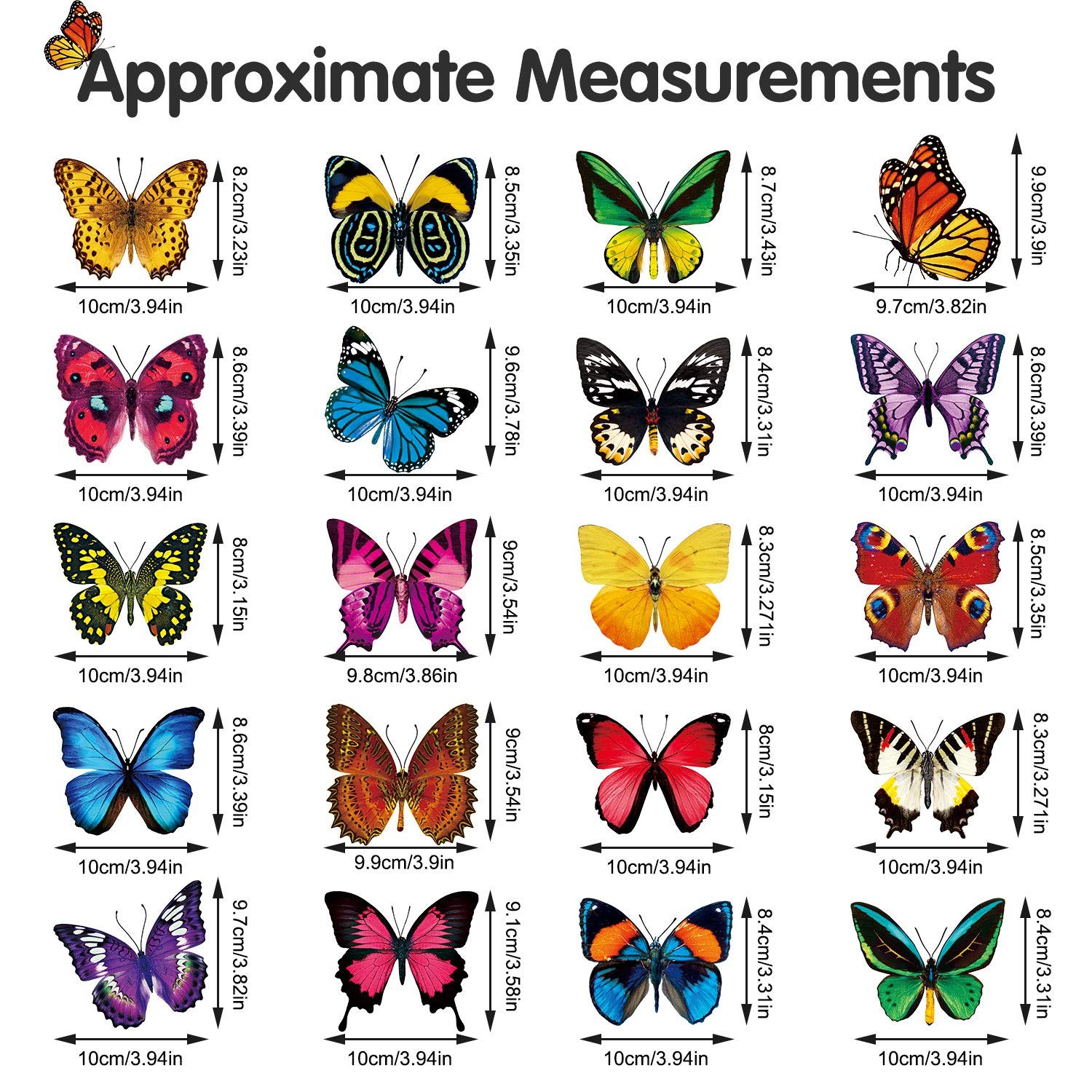 Outus 40 Pieces Butterfly Window Stickers for Glass Multicolor