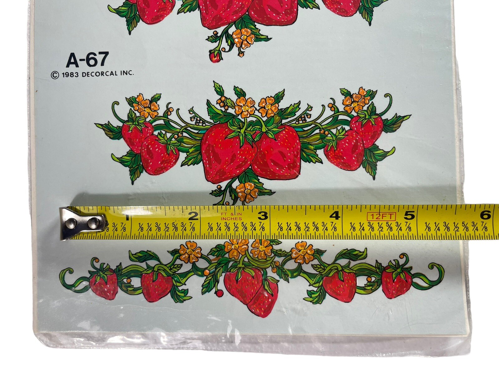 Vintage Roses Fruit Strawberry Decals Decoral Hand Painted 1980 Metal Wood Craft