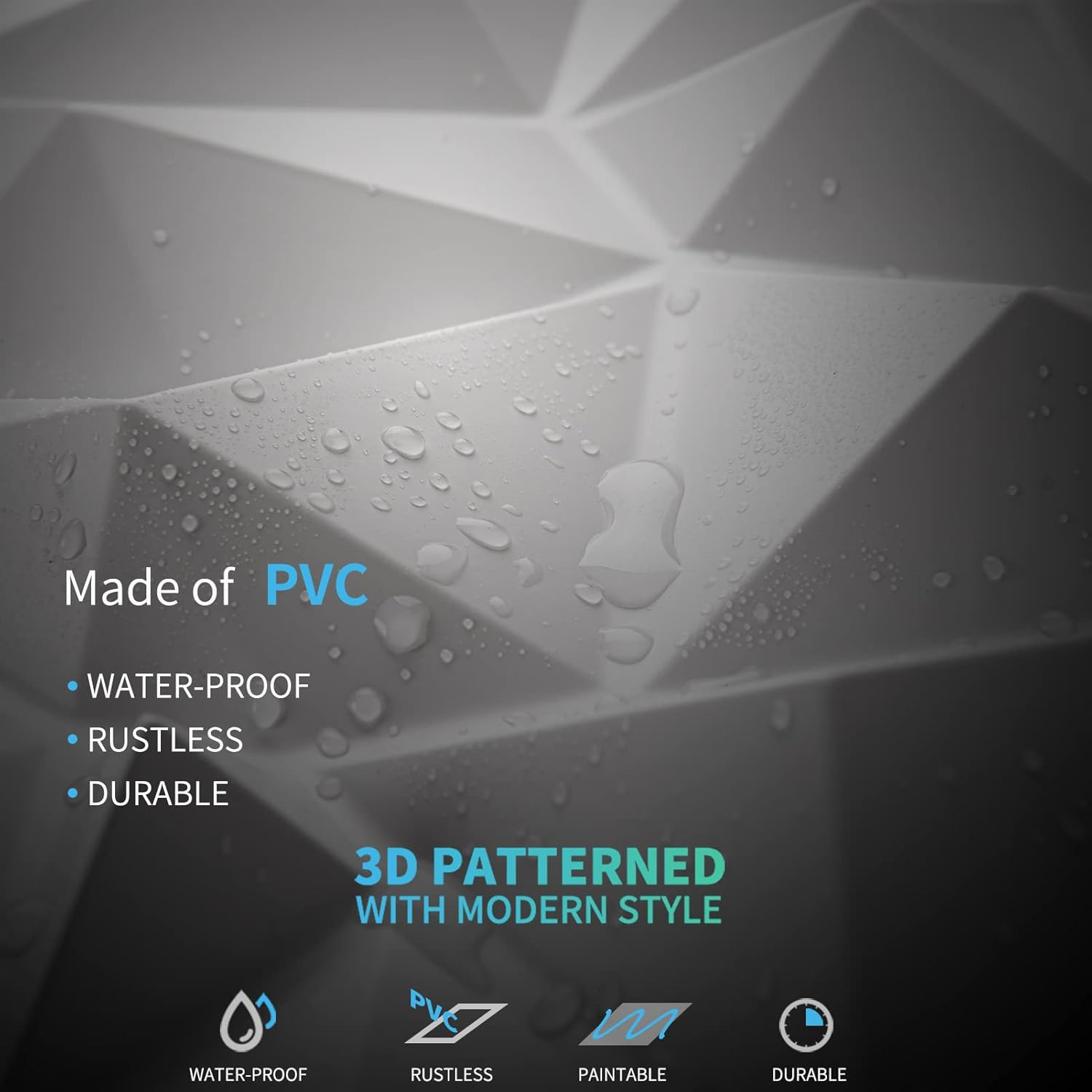 Art3D Textures 3D Wall Panels White Diamond Design for Interior Wall Decor Pack