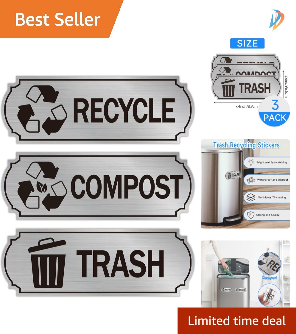 Elegant Self-Adhesive Recycling Stickers for Home, Office, and Outdoor Use – 7in