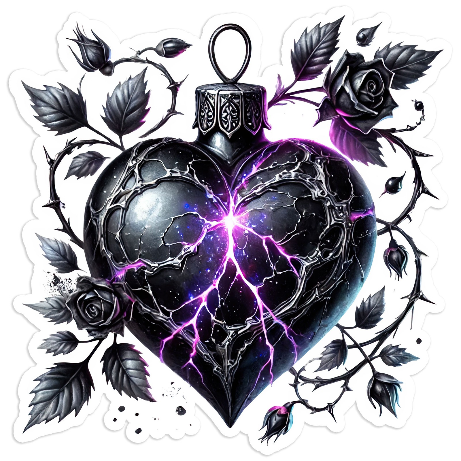 Purple Glow Goth Heart – Vinyl Decal Sticker – Car Window Laptop – #1461