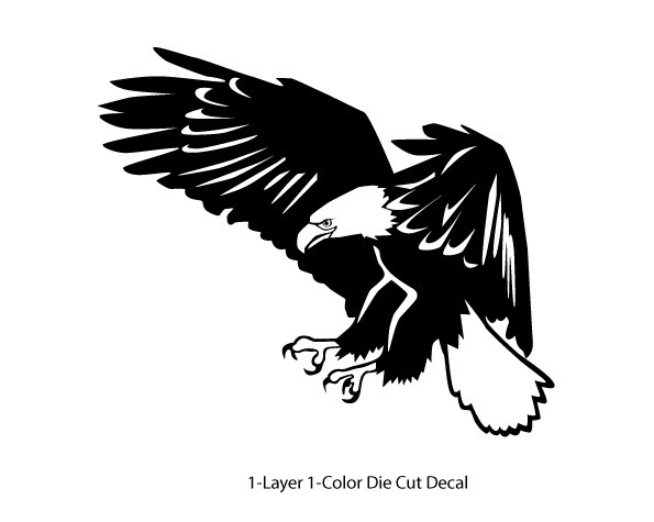 Wild Birds – Eagle #3 Flying Charging 6Yrs Outdoor Die Cut Decal Vinyl Sticker