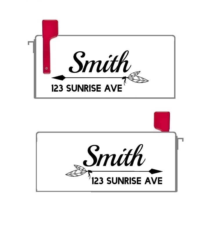 CUSTOM PERSONALIZED VINYL MAILBOX NUMBERS INITIAL DECAL, SET OF 2 (Model 12)