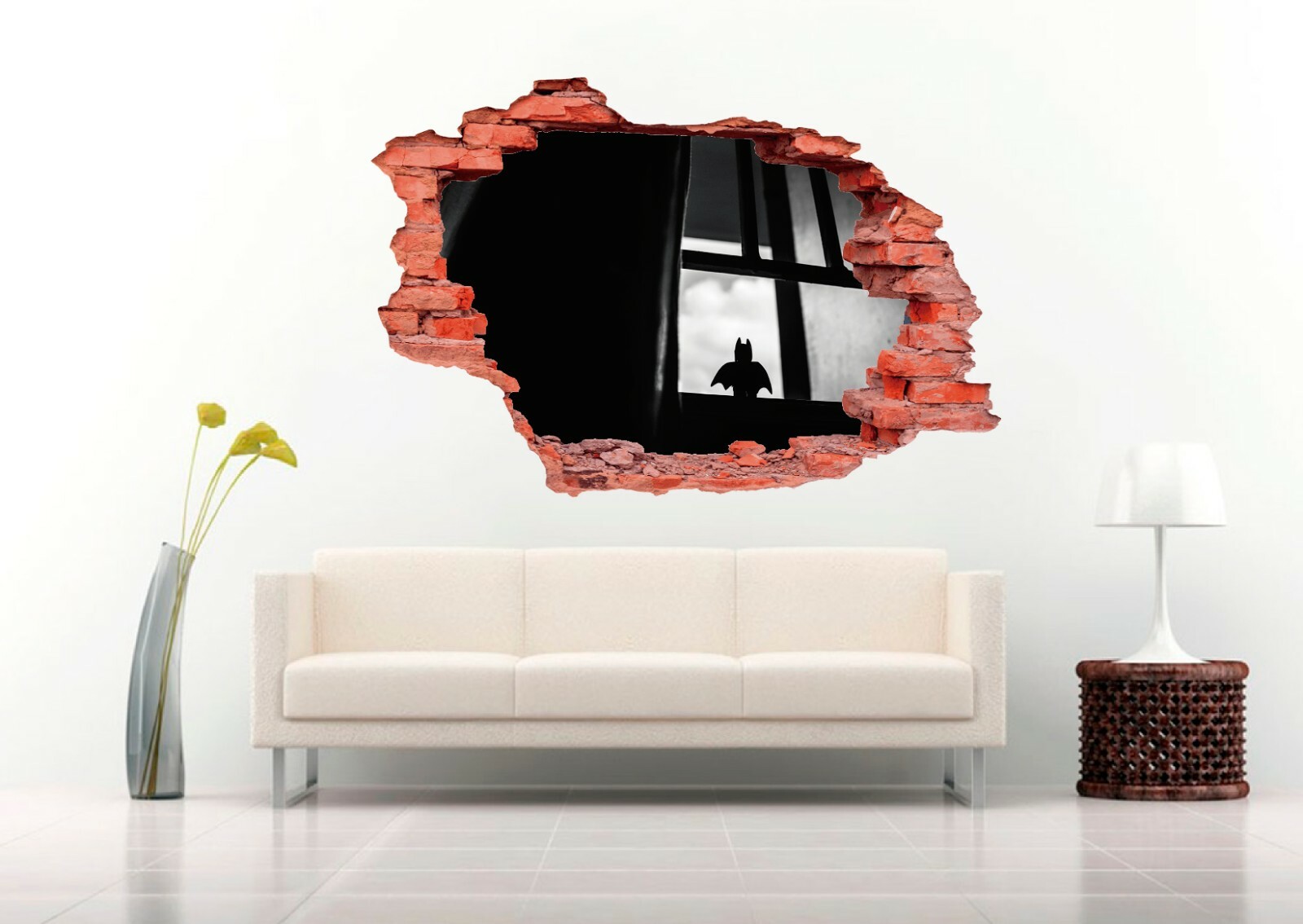 Lego Batman Toy Looking Out 3D Wall Decal Vinyl Sticker Mural Wall Art Decor