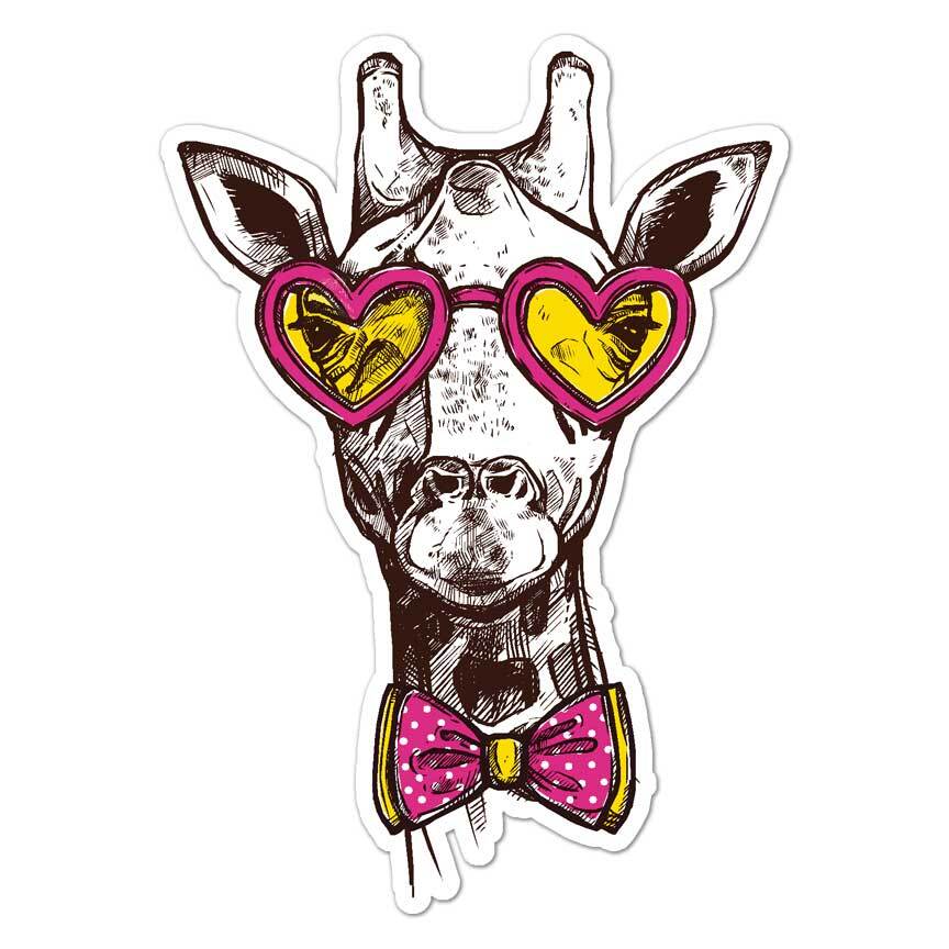 Giraffe Bowtie Glasses, Vinyl Decal Sticker, Indoor Outdoor, 3 Sizes, #8092