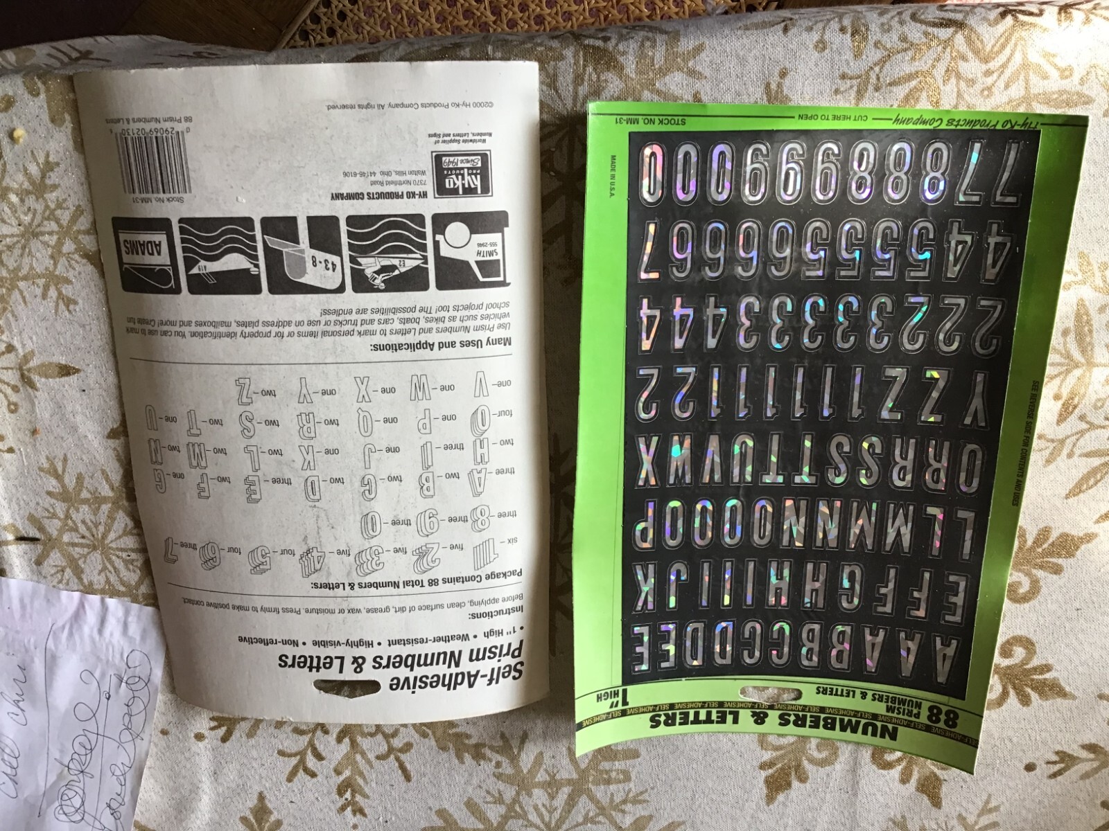 LOT OF 2 Hy-Ko Products Self Stick Adhesive Numbers 1" Black and White – 88