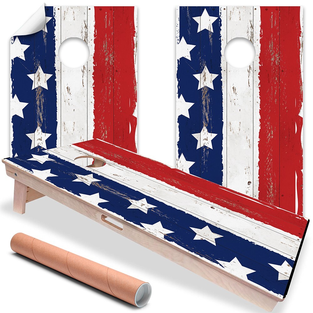 Stars and Stripes US American Flag Cornhole Board Wraps and Decals Vinyl Sticker