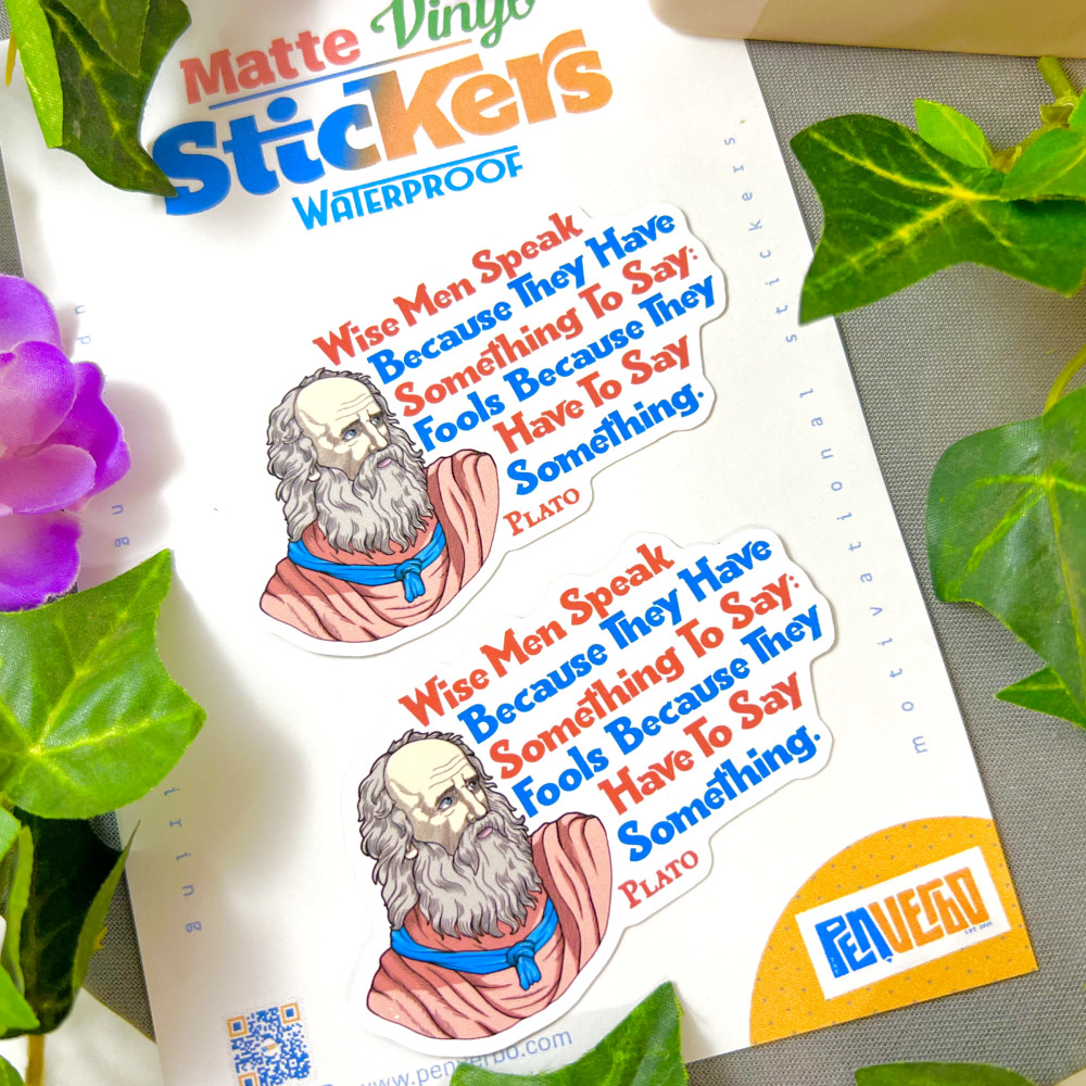 Plato Quote Sticker 2pcs | Wise Men Speak | Motivational Sticker | PI513