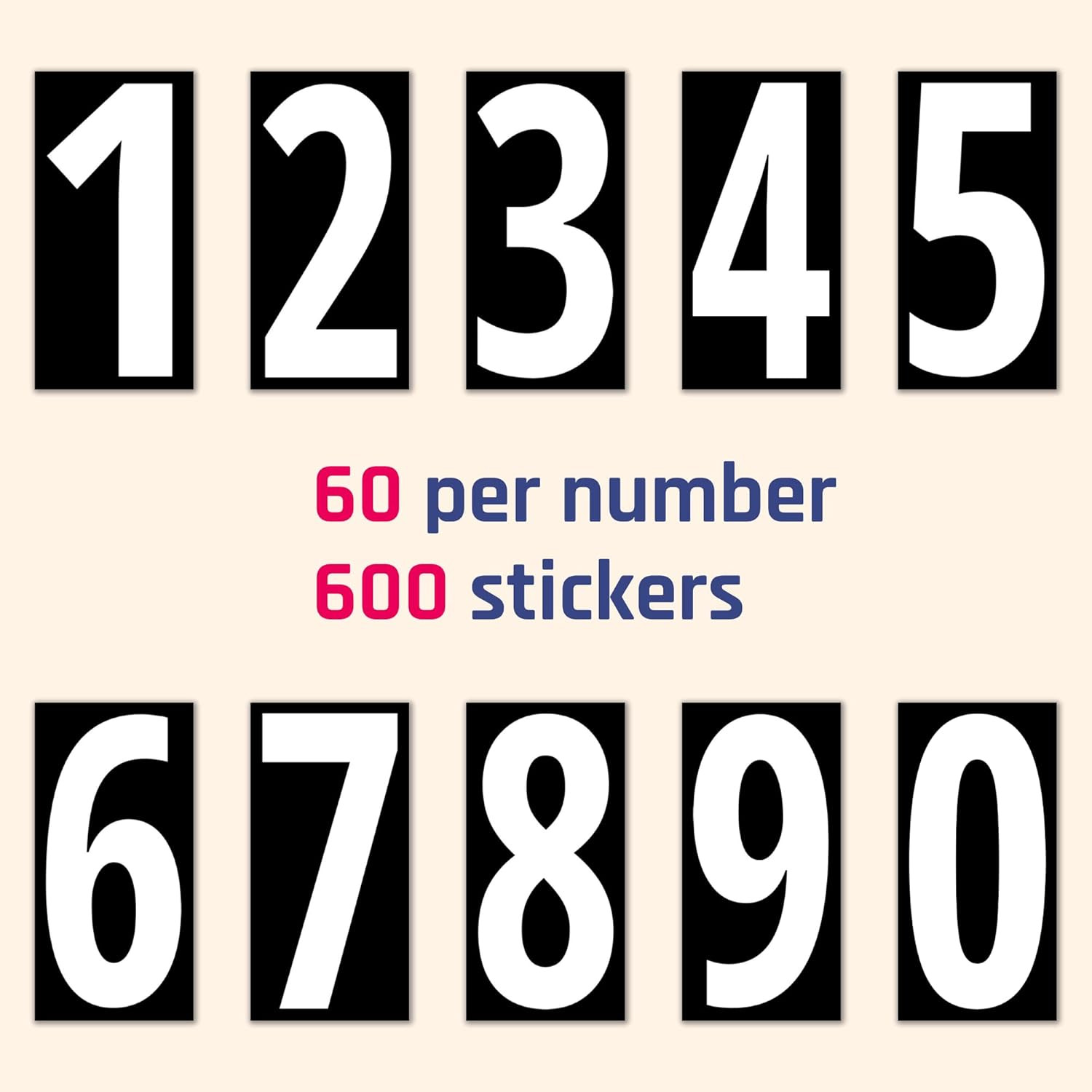 600 Pcs Vinyl Number Stickers 1 Inch Waterproof Self Adhesive White Numbers Set
