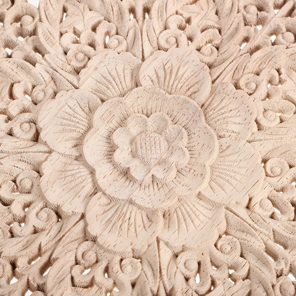 French Round Flower Wall Sticker Wood Carved Appliques Onlays Cabinet Door