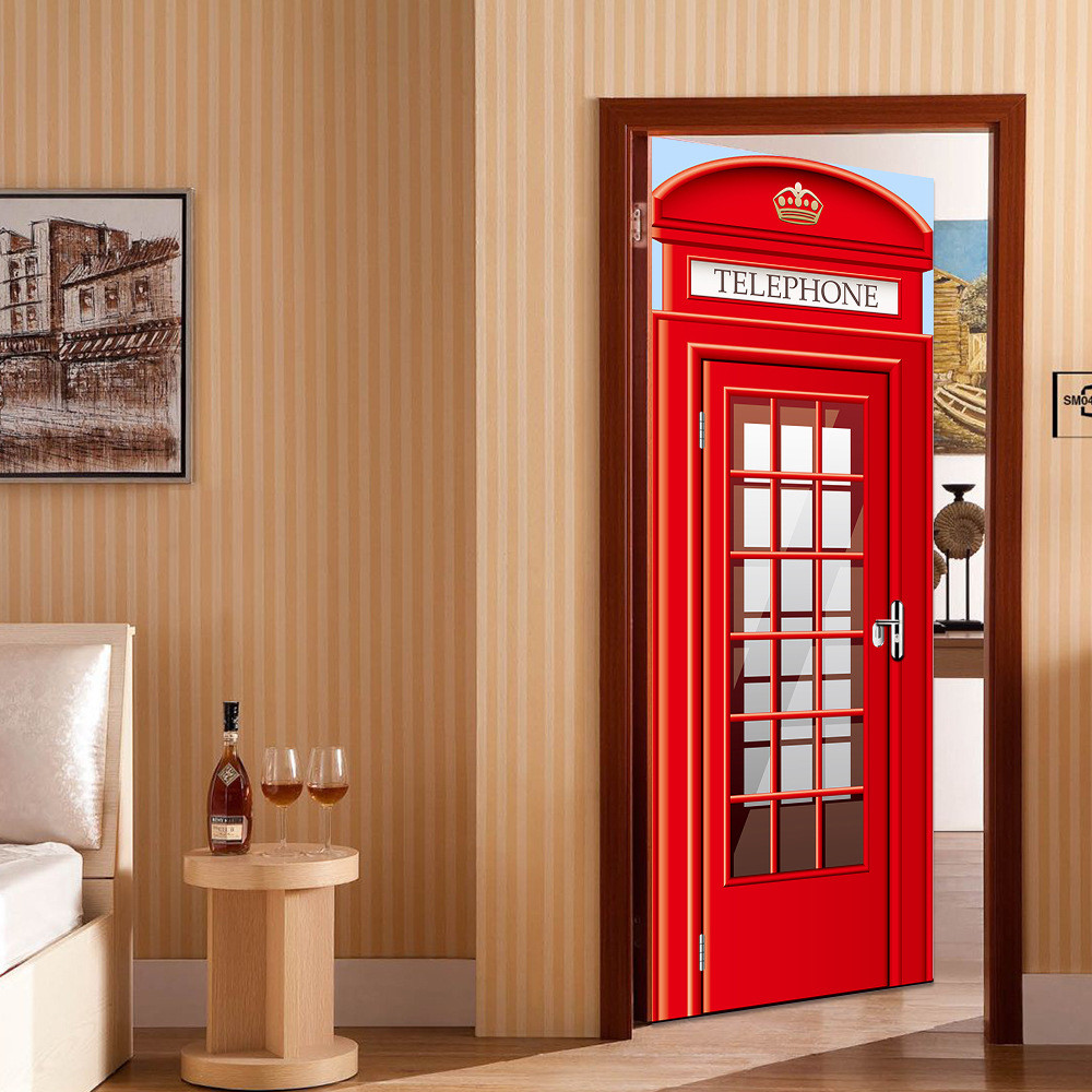 3D Door Wall Fridge Sticker Decals Waterproof Adhesive Scene Mural Home Decor