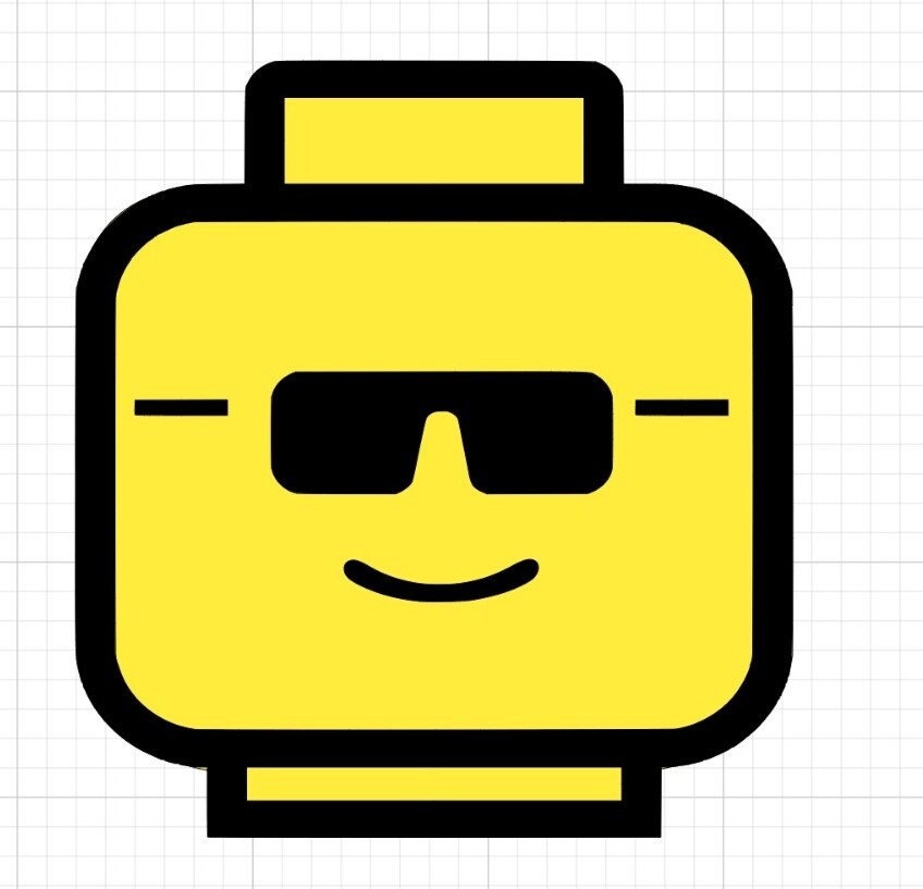 Sunglasses Block head Mini Fig – Vinyl Sticker, Multi Layer Color 3×3.25 Inches!