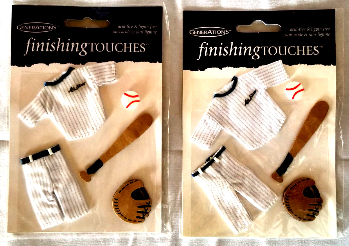 Baseball Scrapbook Cloth Uniform Cardboard Mitt Ball Bat Finishing Touches NIP