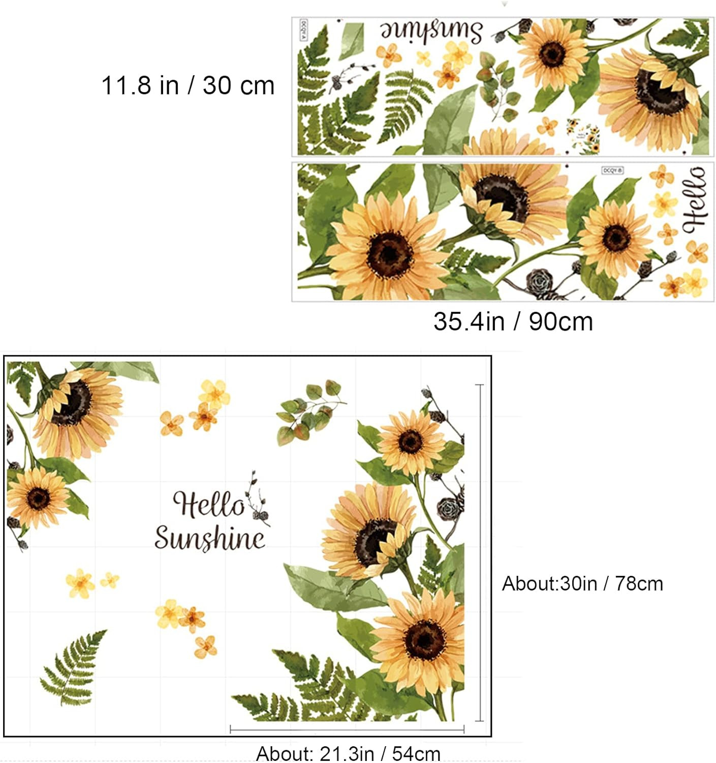 Sunflower Wall Stickers, 3D Yellow Flower Wall Decals, Easy Peel and Stick Wallp