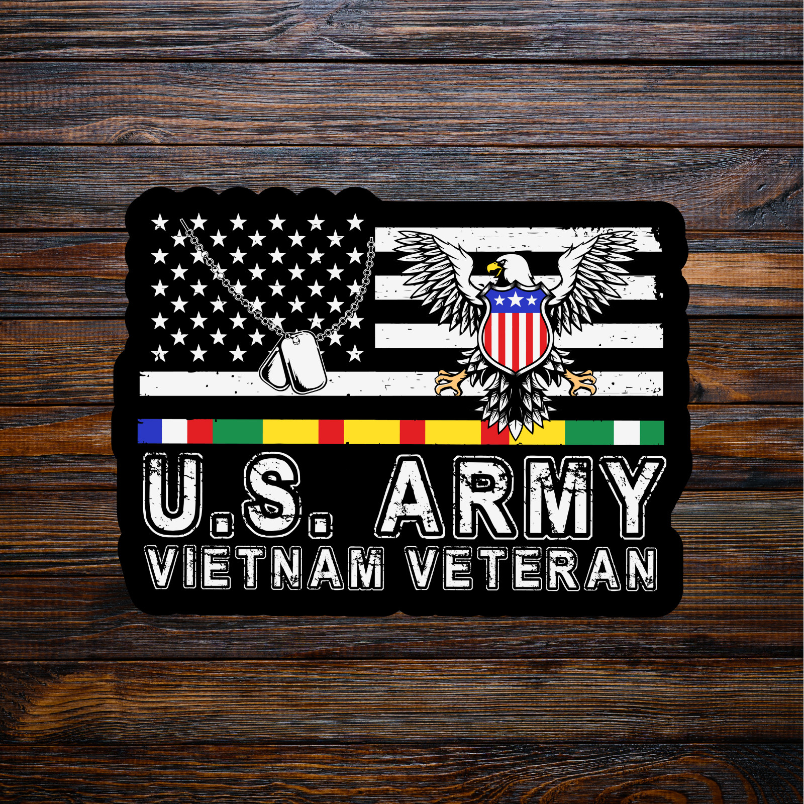 Military sticker vinyl decal U.S. army Vietnam veteran flag eagle America gift