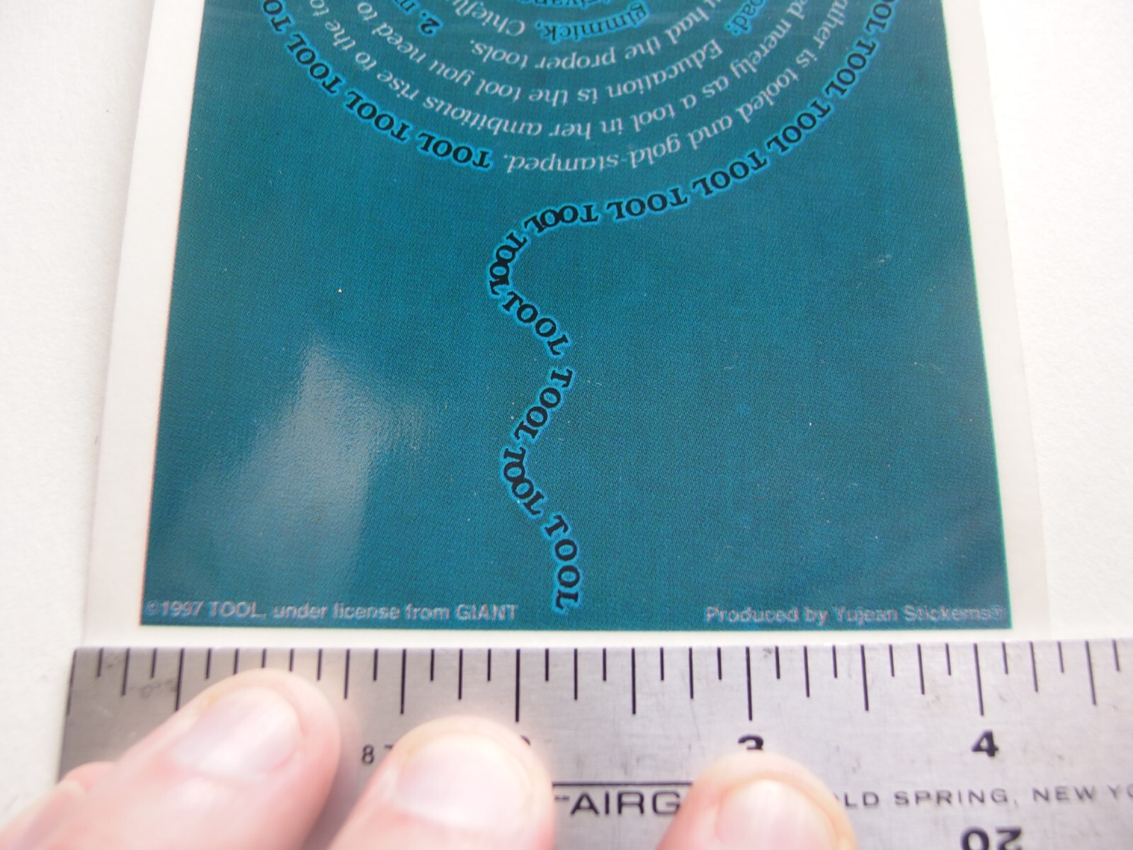 🌀 Vintage Tool Spiral Words Sticker 1997 Yujean 4.375×6.375” Rare Alt Rock Band