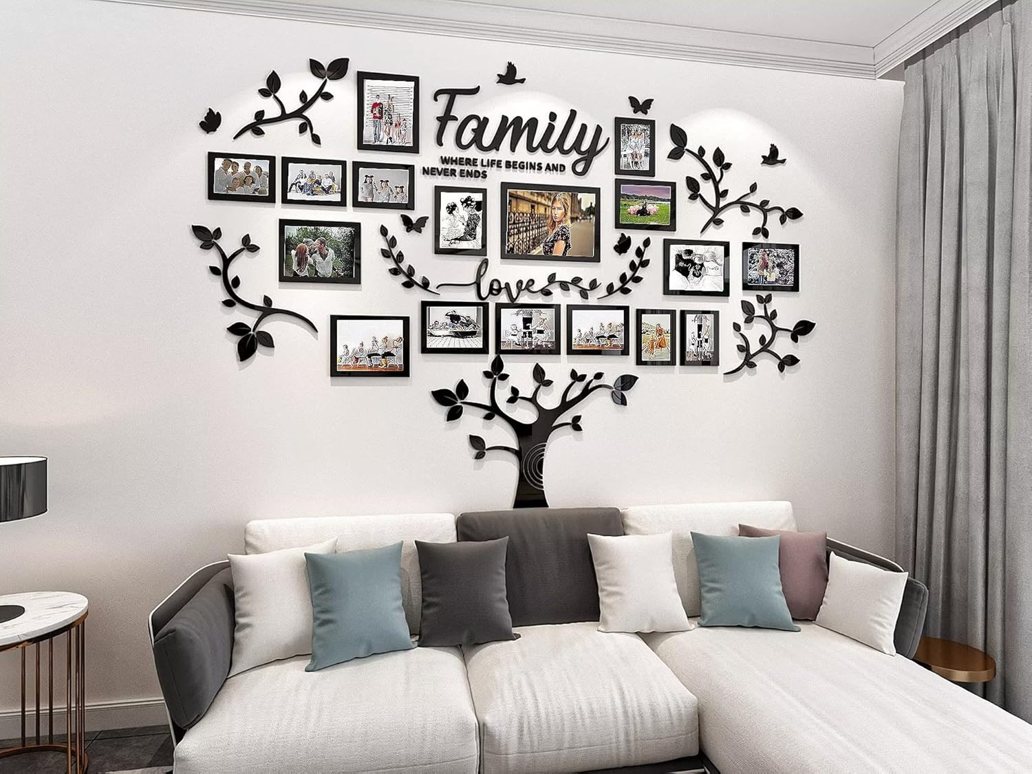 3D Family Tree Wall Sticker with Picture Frames Living Room Decor