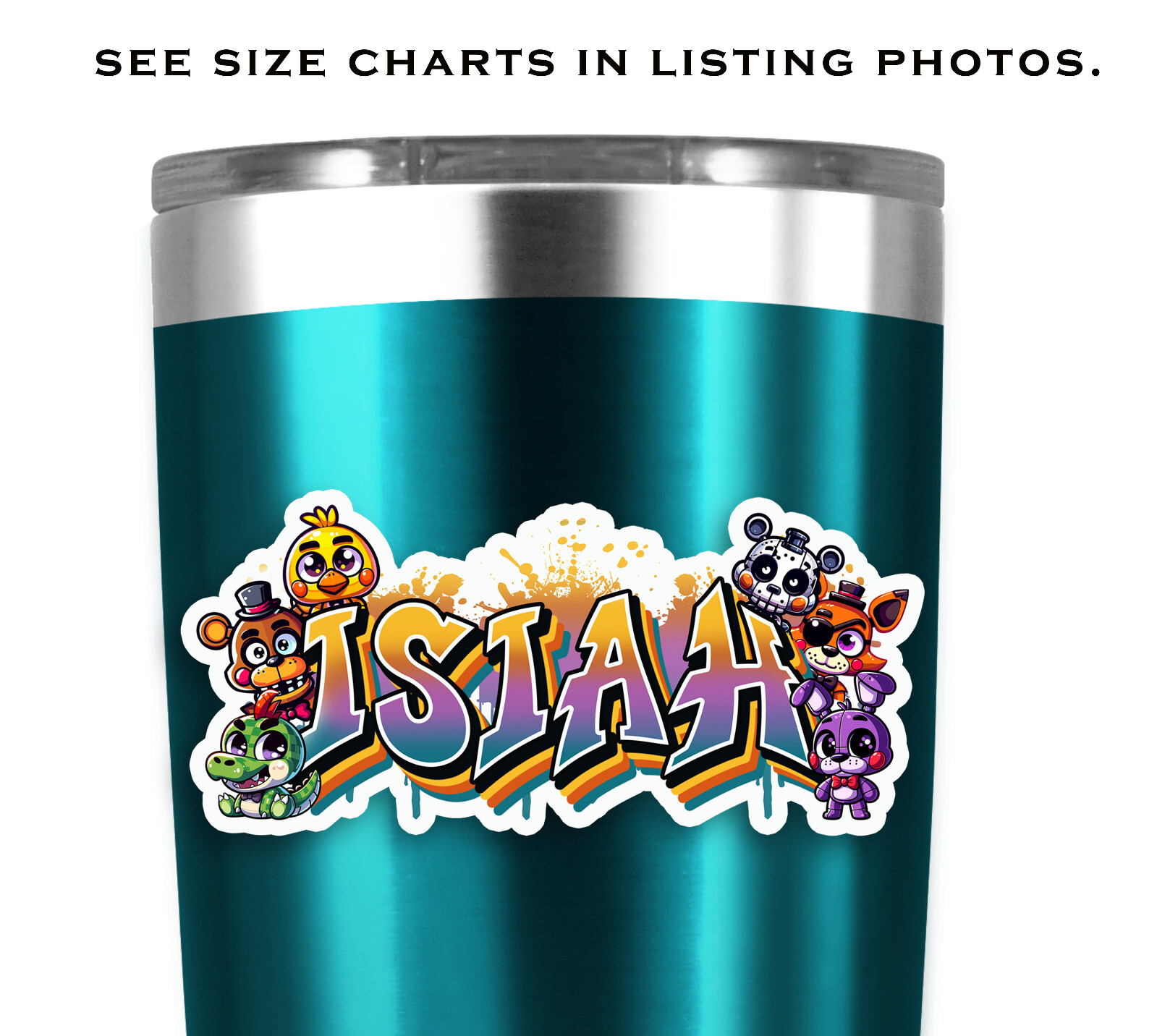 Custom Name Sticker, Vinyl Decal, Personalized, Horror Game Theme, Animatronic