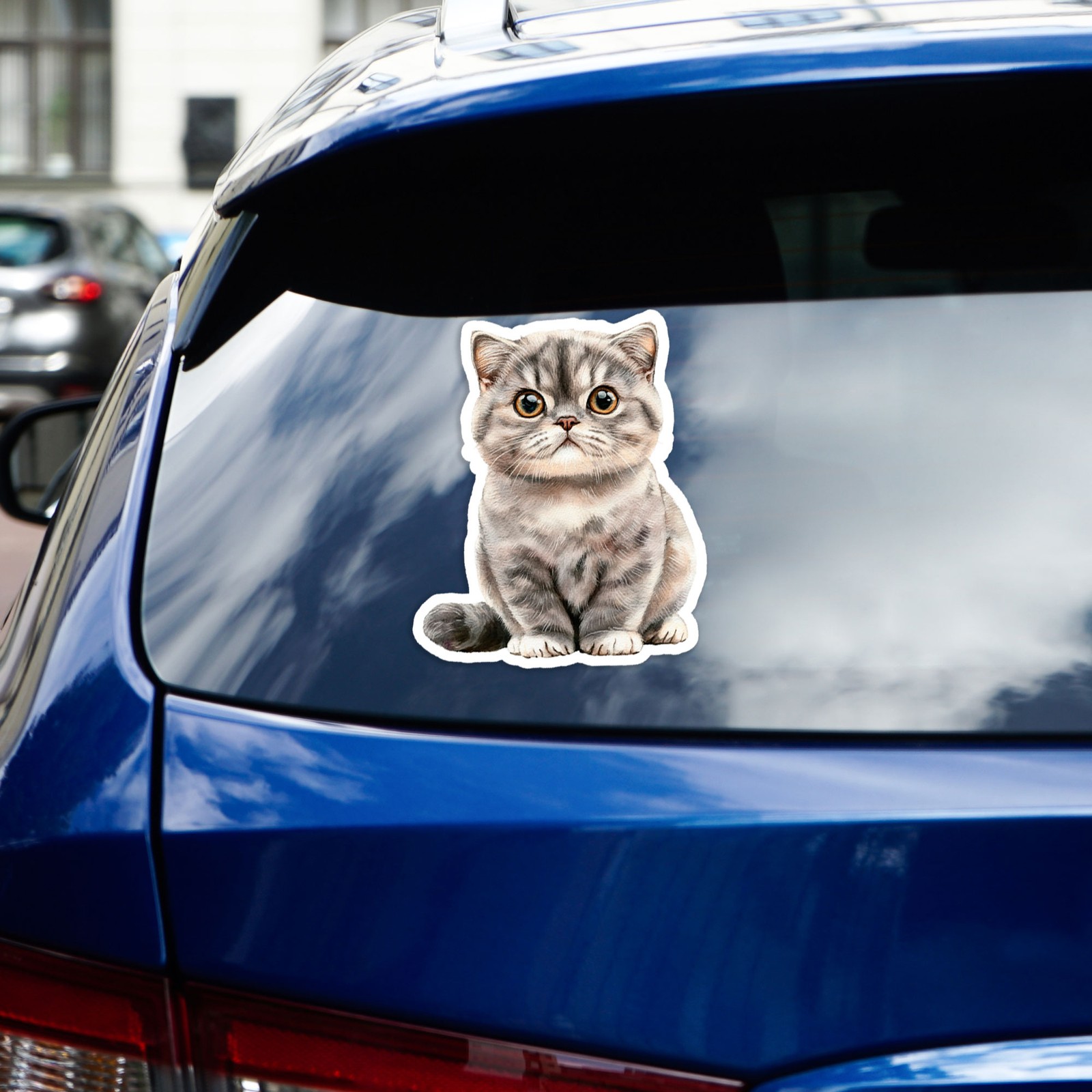 Gray Tabby Cat – Vinyl Decal Sticker – Car Window Laptop – #15