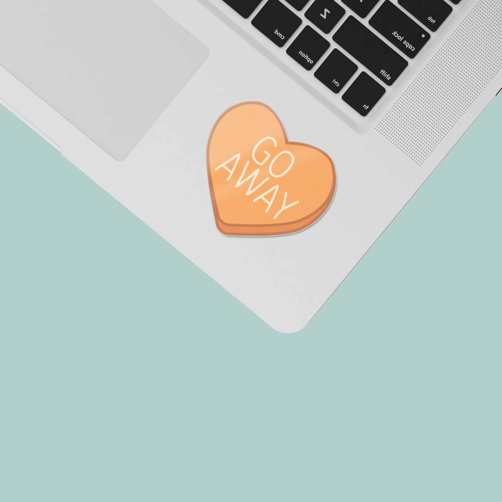 Go Away Funny Candy Heart Sticker- Mini Valentines Decal for Laptop & Hydroflask