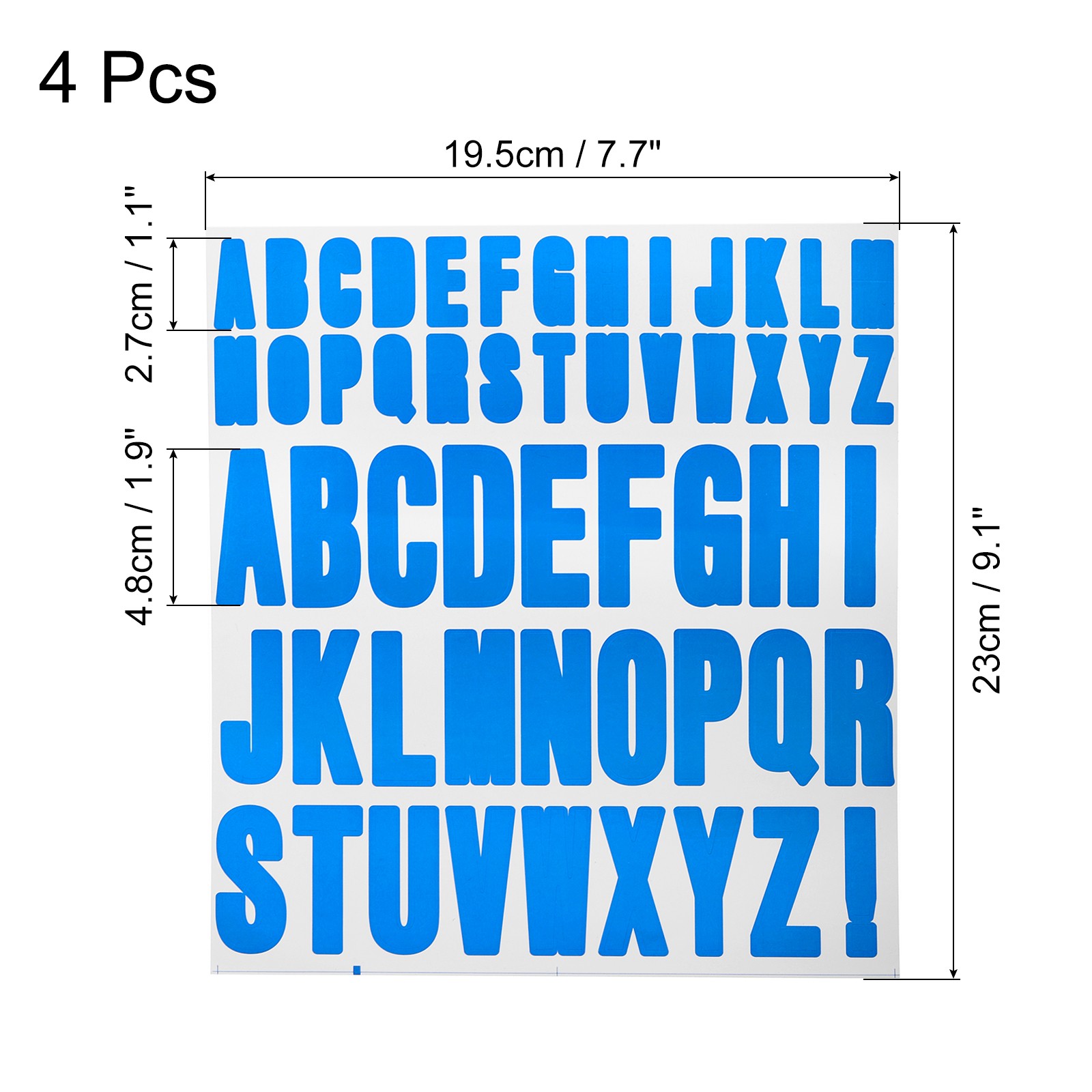 4 Sheets Letter Stickers Vinyl Letters for Indoor/Outside Sticker Powder Blue