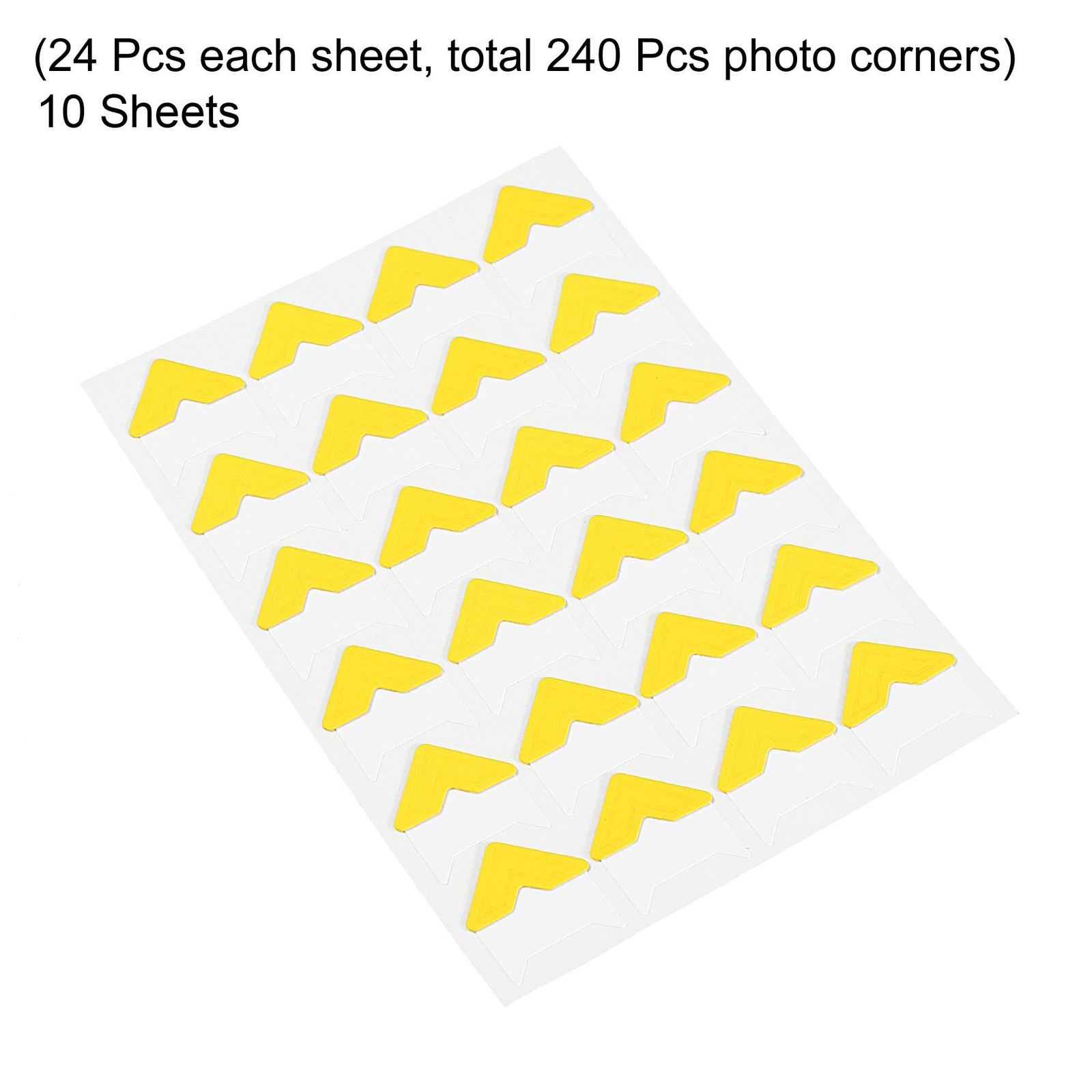 10Sheets/240Pcs Photo Corners Adhesive DIY Picture Mounting Sticker Yellow