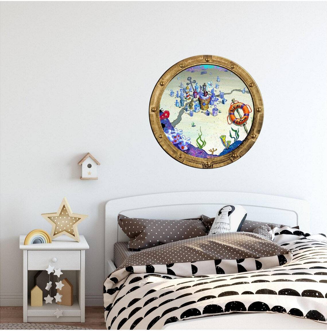 Porthole Wall Decal Bikini Bottom Ocean Boat Window Wall Decor Spongebob Sticker