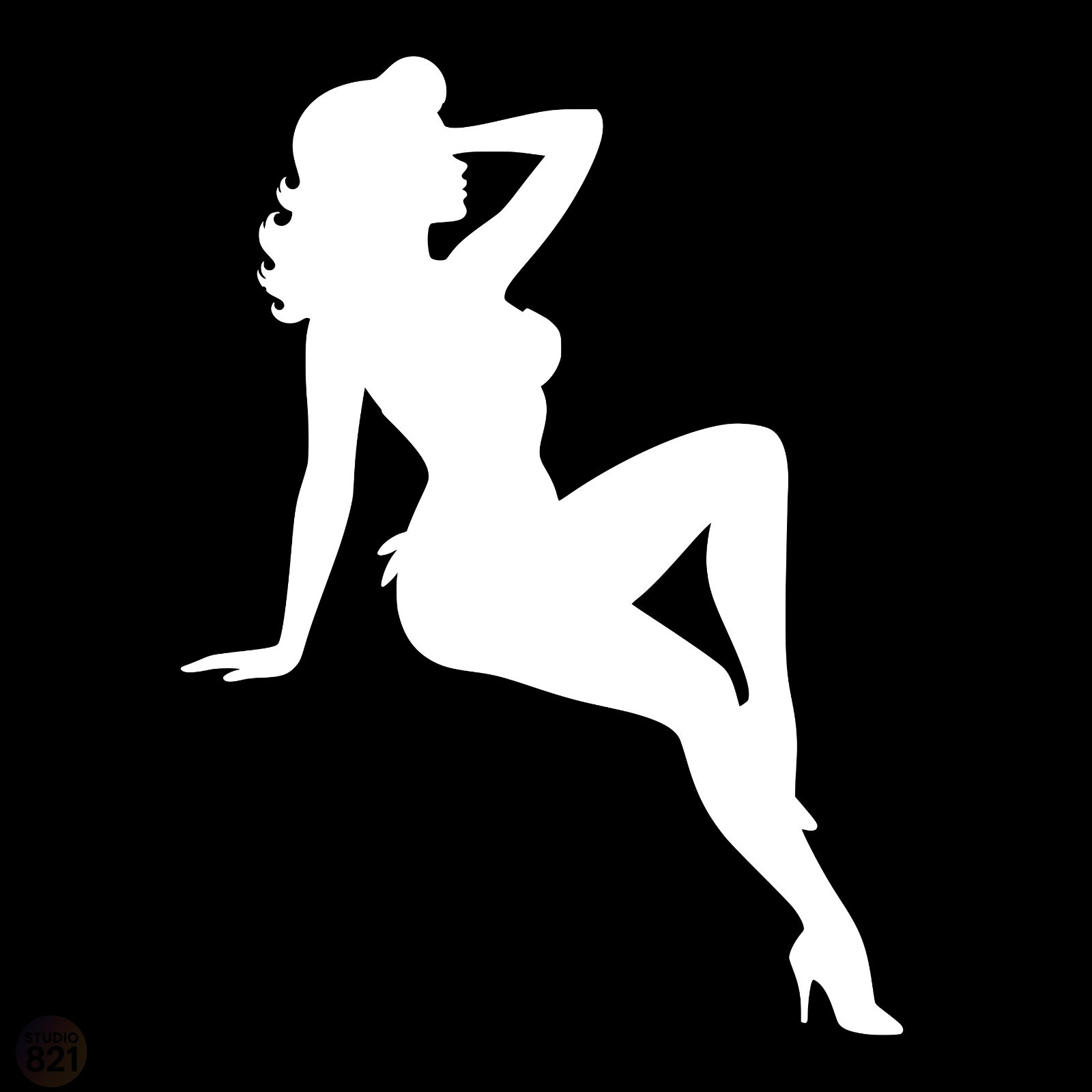 Pinup Girl Retro Cute Decal | Vintage retro girl Vinyl Sticker Car Truck