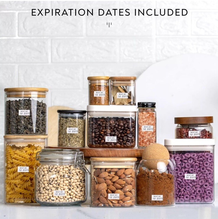 459 Minimalist Spice Jar Label Set, Black Text on White Vinyl Waterproof Labels