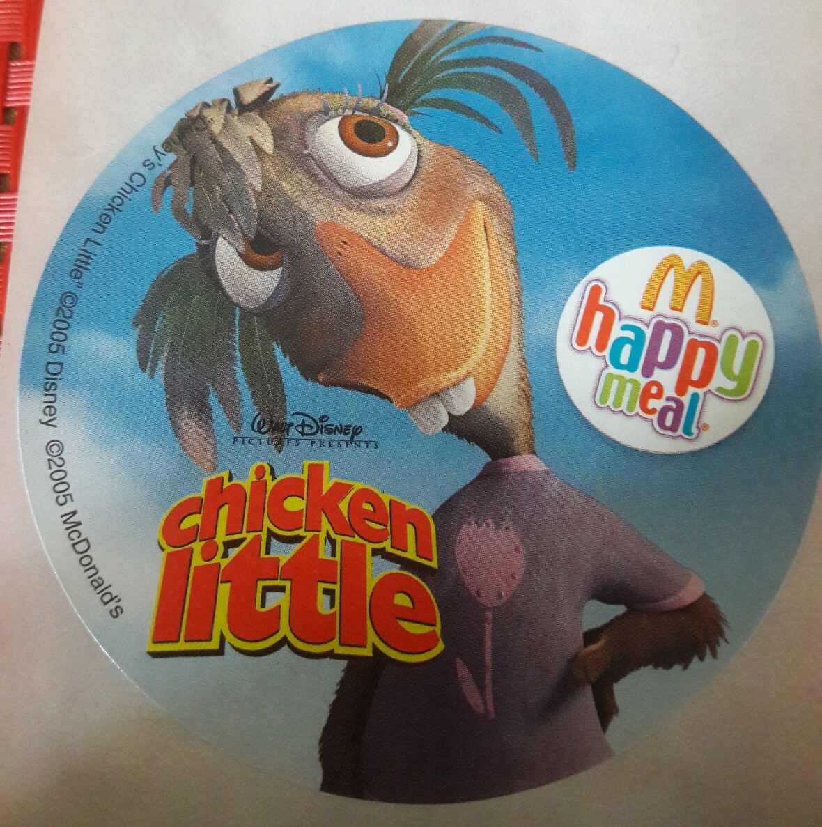 CHICKEN LITTLE McDonald's Happy Meal Lot of 6 Round 3" STICKERS FAVORS from 2005